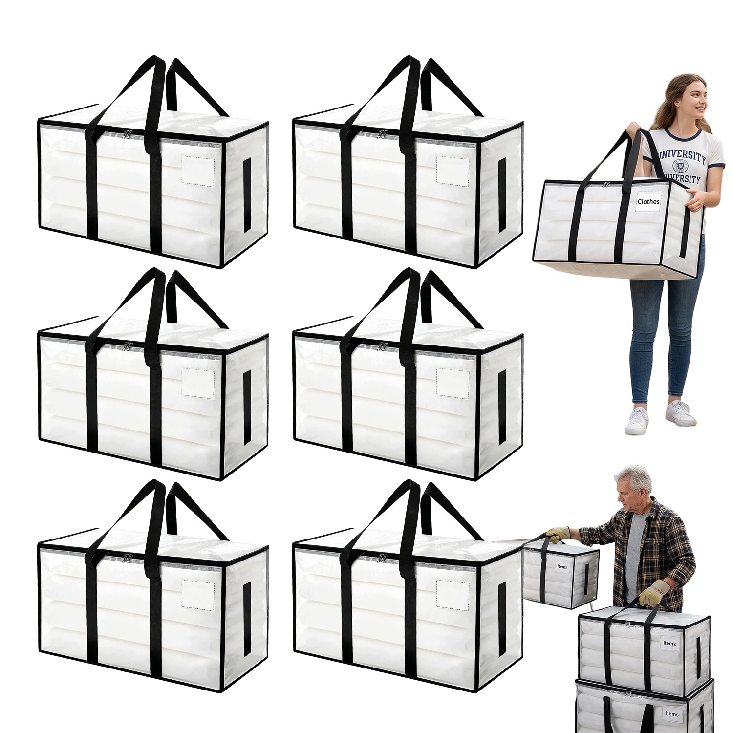 6X Velmi pevná taška na skladování a stěhovací taška na oblečení