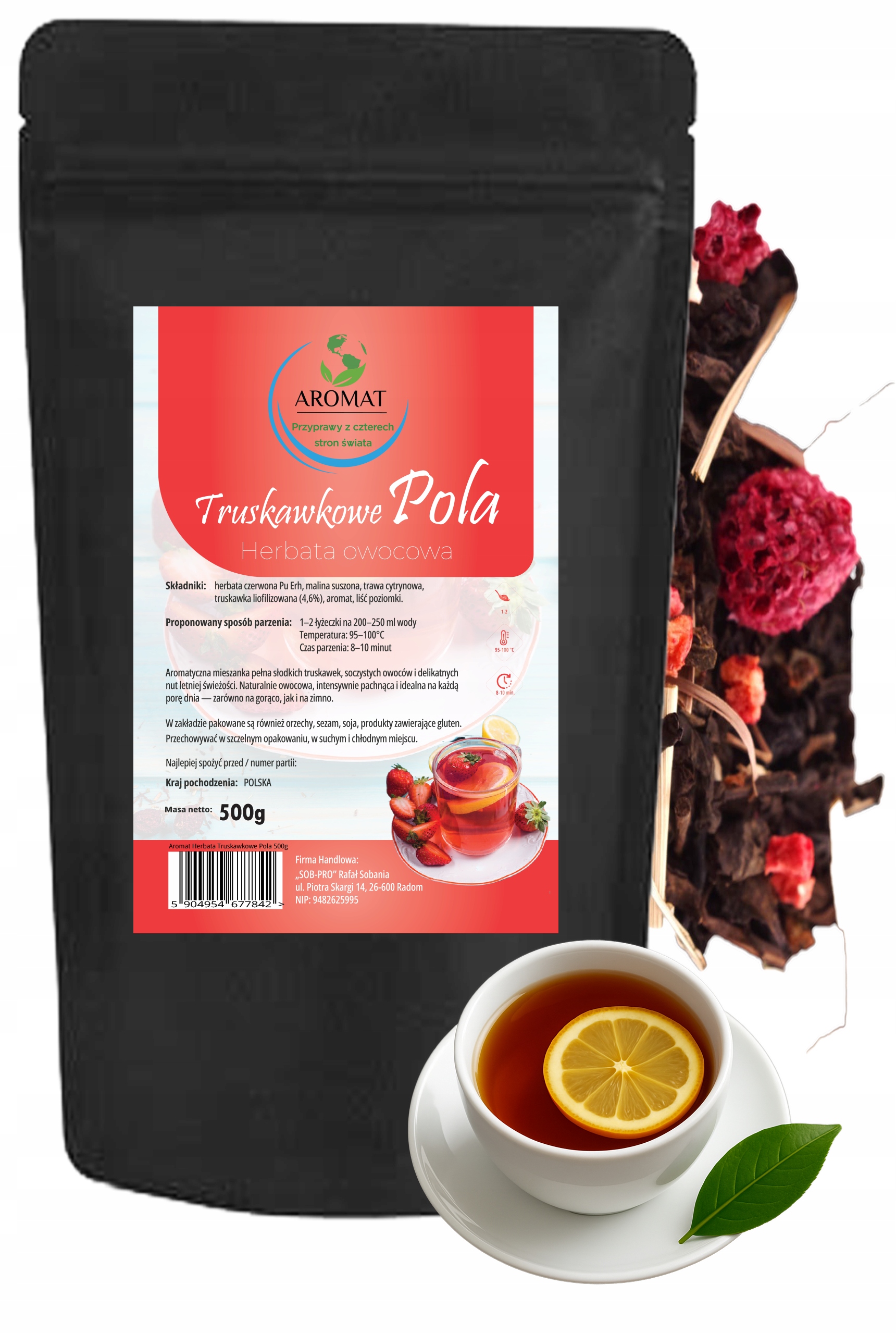 Levně Čaj Ovocný 500g Nálev Ovocný MIX Malina Jahoda Citron Lesní Jahoda