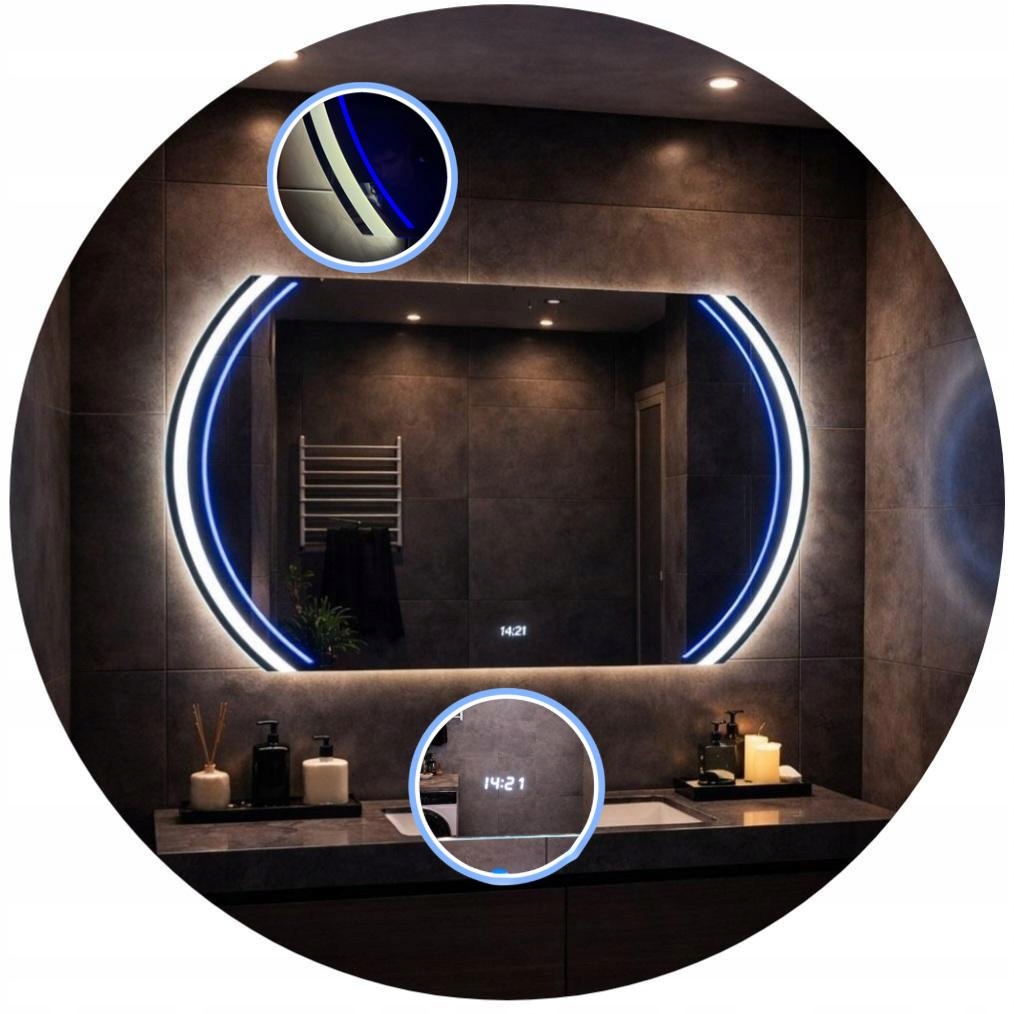 Led Zrkadlo Aura Blue 70 cm Moderné Kúpeľňové Zrkadlo Led Senzor Pohybu