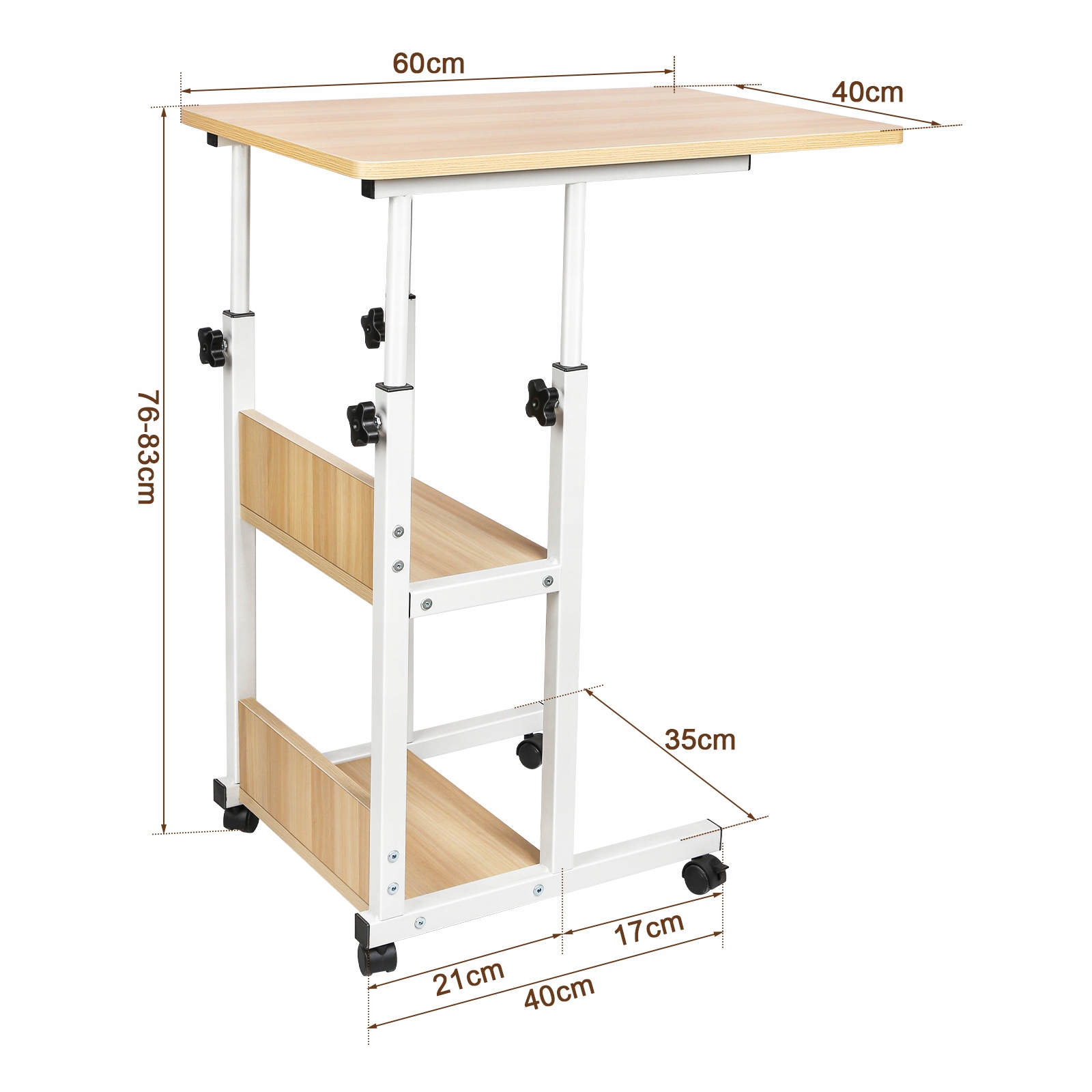 Mobilny Stolik Pod Laptopa Biurko komputerowe Biurko na kółkach 76-83cm Marka inna