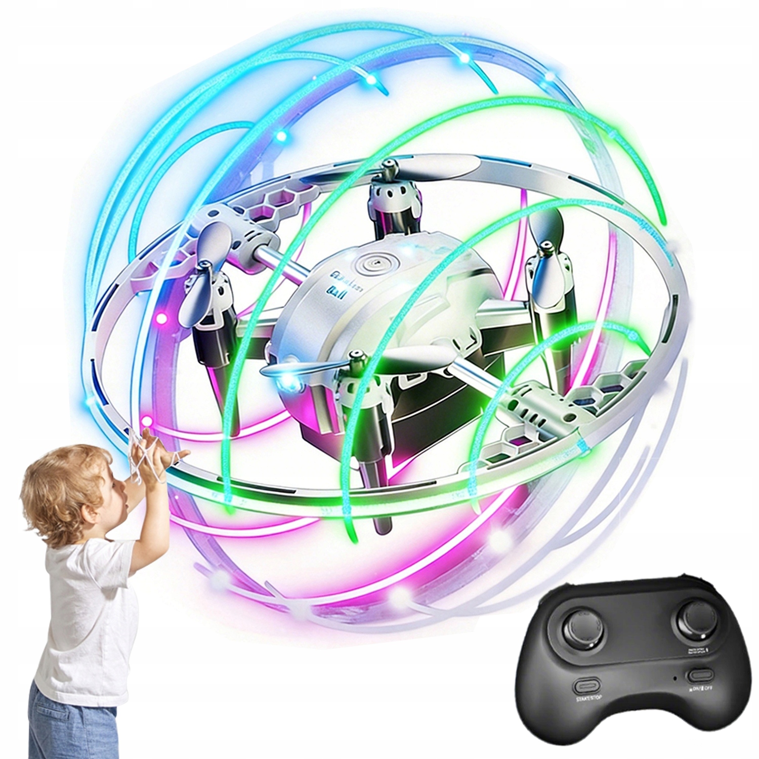 Bezpečný Parkový Dron Samostředící Se Osov. Rgb Dálkové Ovládání Pro Trávníky Intelig