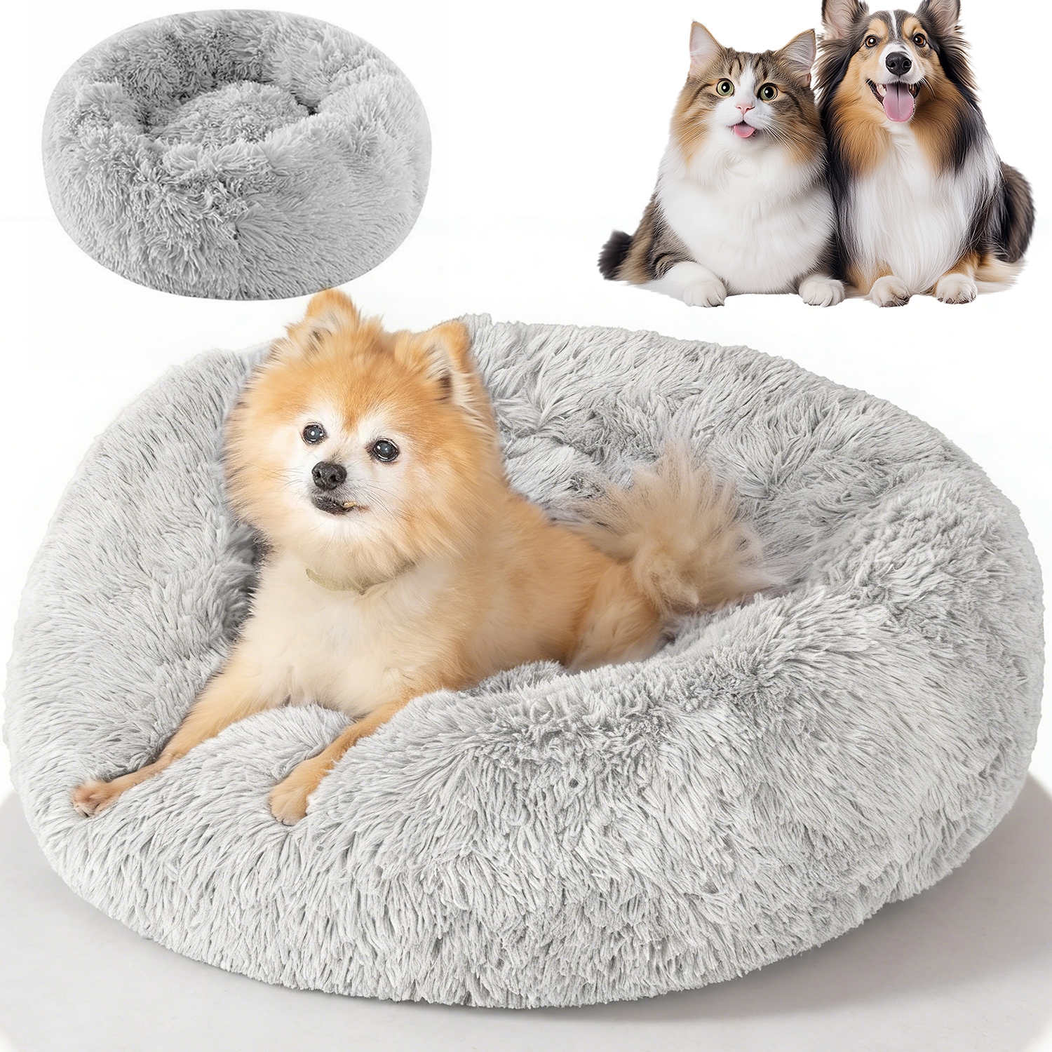 Pet Bed Je Kulatý S Vyvýšeným Okrajem Pro Bezpečnost Zvířat