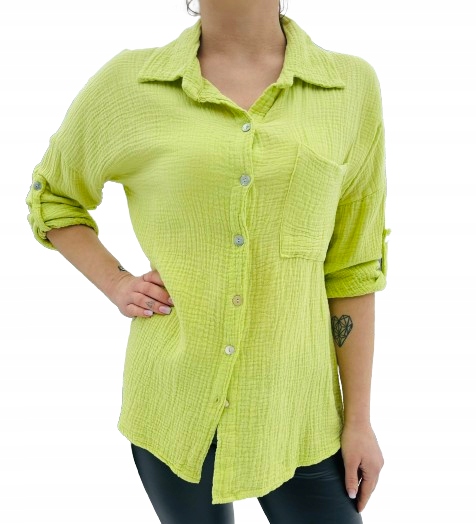 KOSZULA DAMSKA MUŚLINOWA - LUŹNA OVERSIZE Italy Model muślinowy