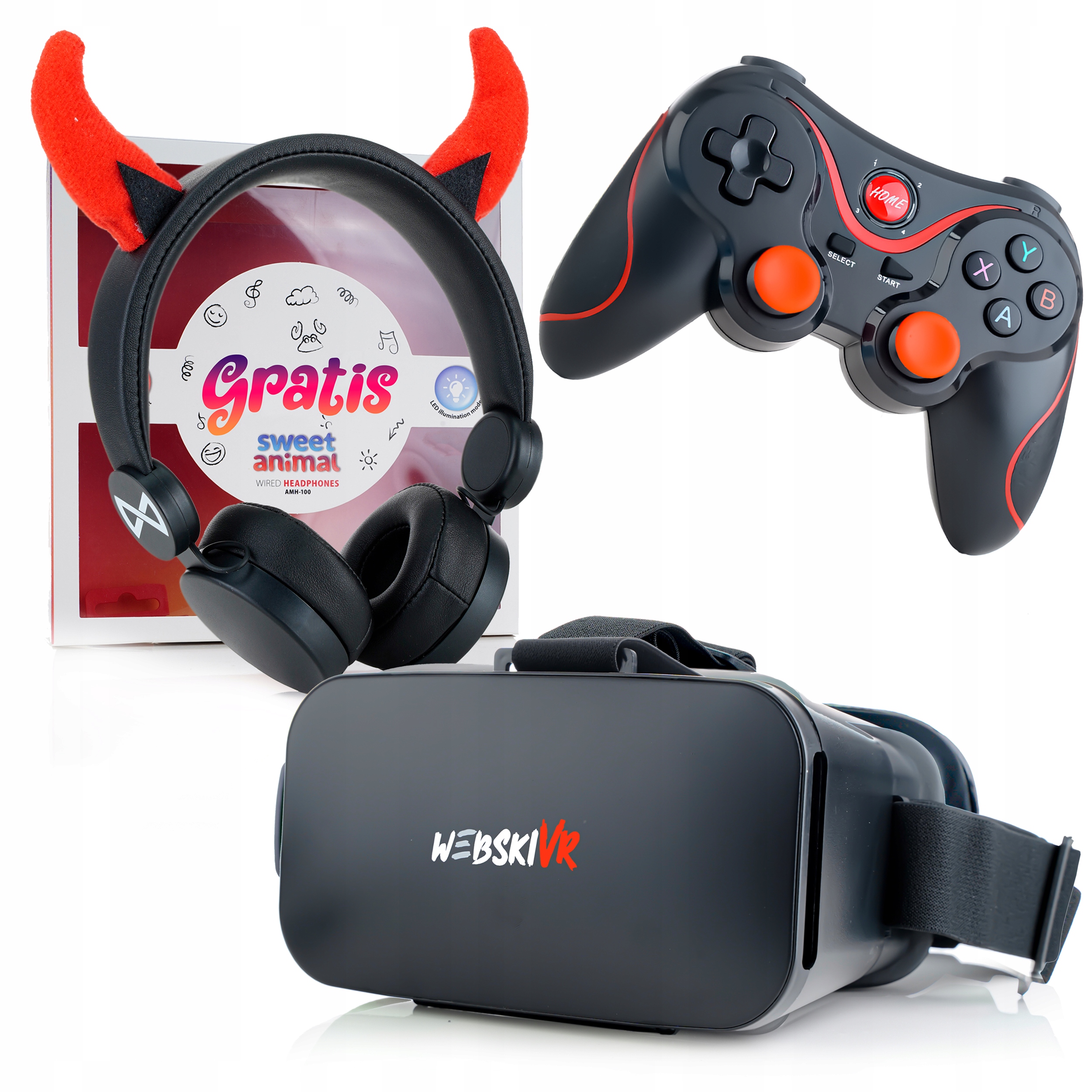 GOGLE OKULARY 3D VR DO TELEFONU Z KONTROLEREM BT