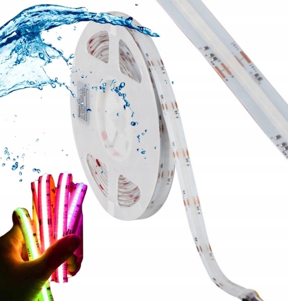 Taśma Led Pasek Cob Jednolity Kolorowy 21W/M 24V IP65 Rgb Cct do łazienki