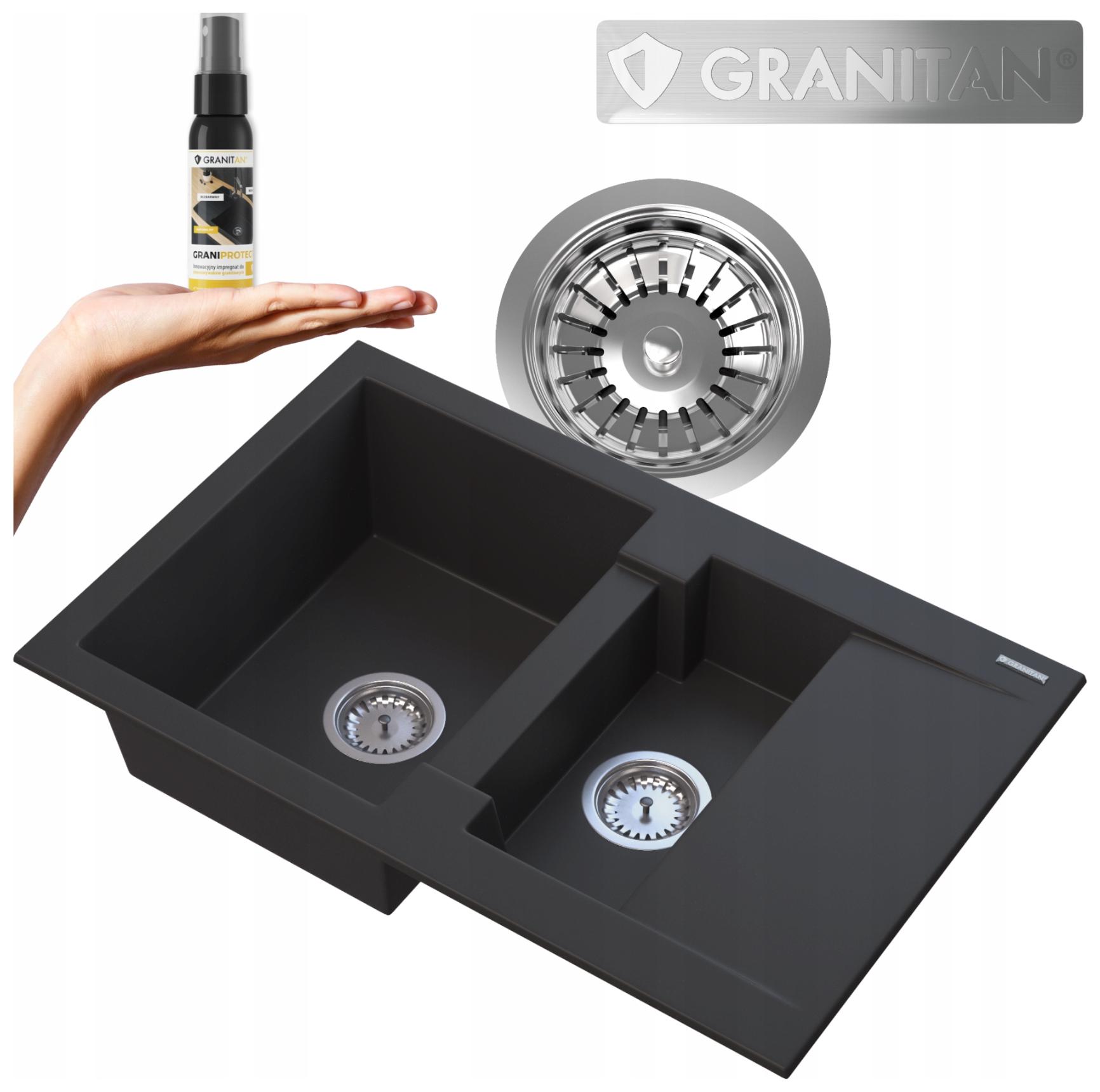 Granitový dřez Forma půlkomorový do kuchyně Sada Dřez Syfon 3v1