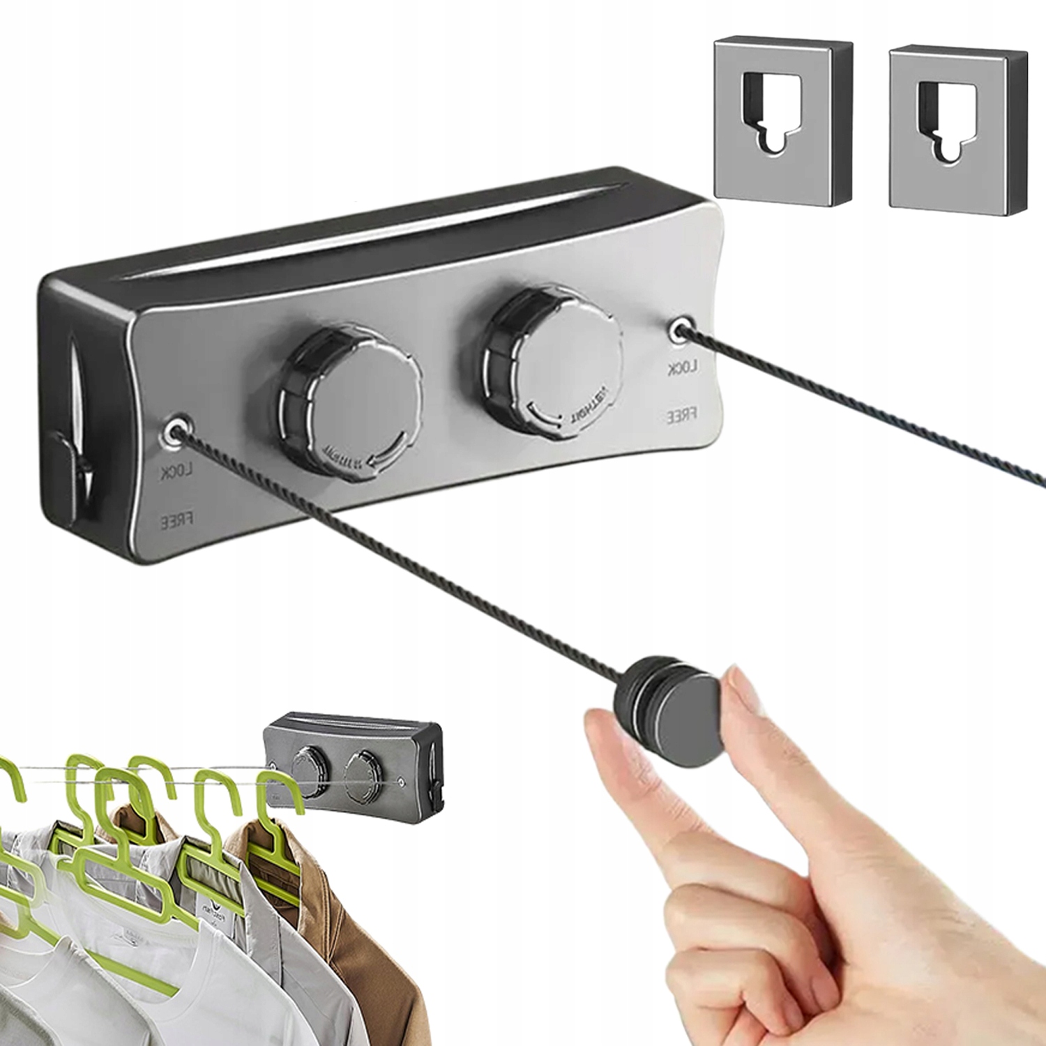 Levně Výsuvná Šňůra Na Sušení Prádla, Dvojitá Šňůra Na Sušení, 5,1 M