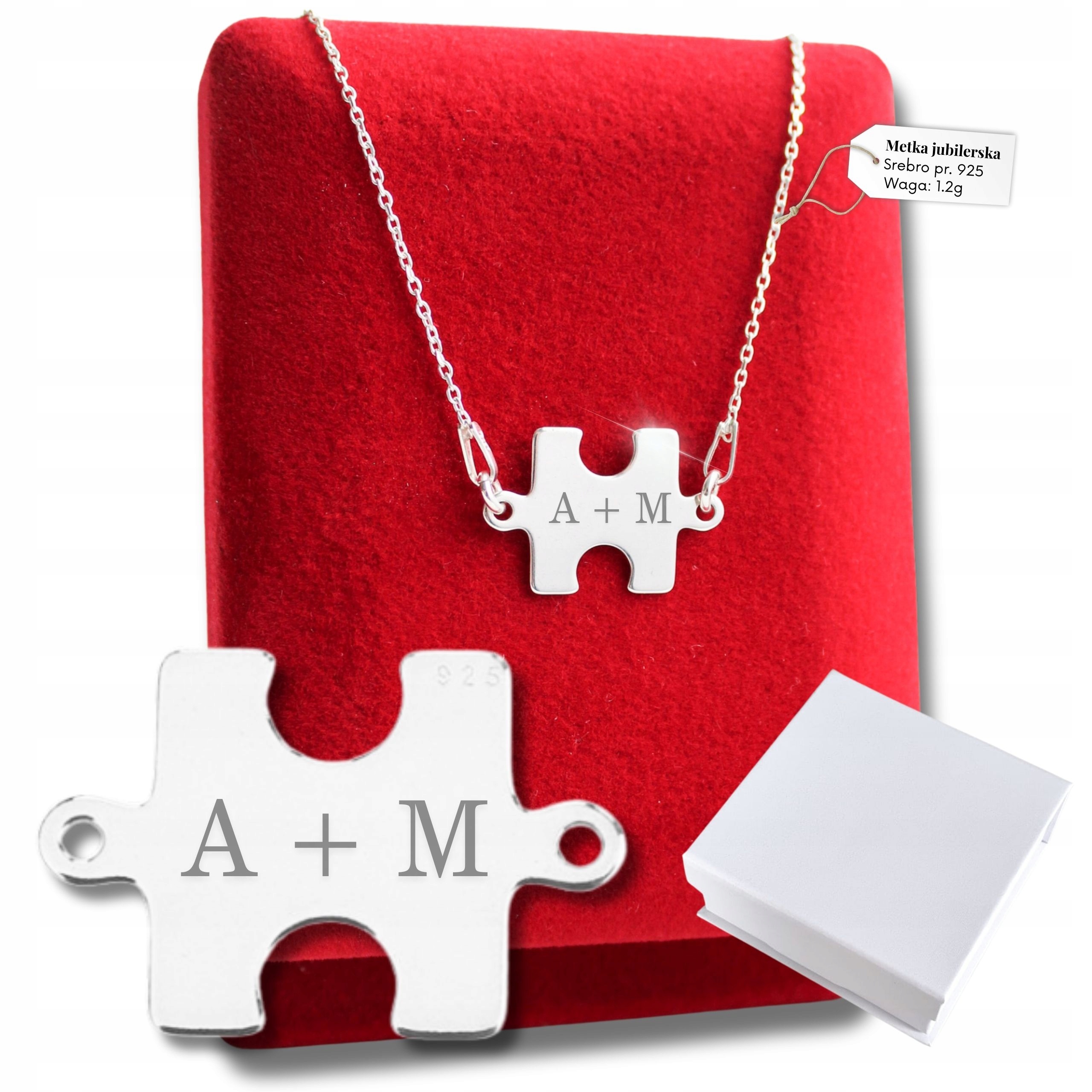 Stříbrný náhrdelník přátelství s gravírováním Puzzle Bff Dárek Váš Gravírování 925