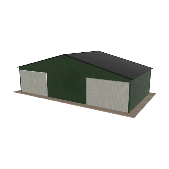 Plechová garáž 9.5 x 5 m, dvoupolohová, dvoupolohová, zelená