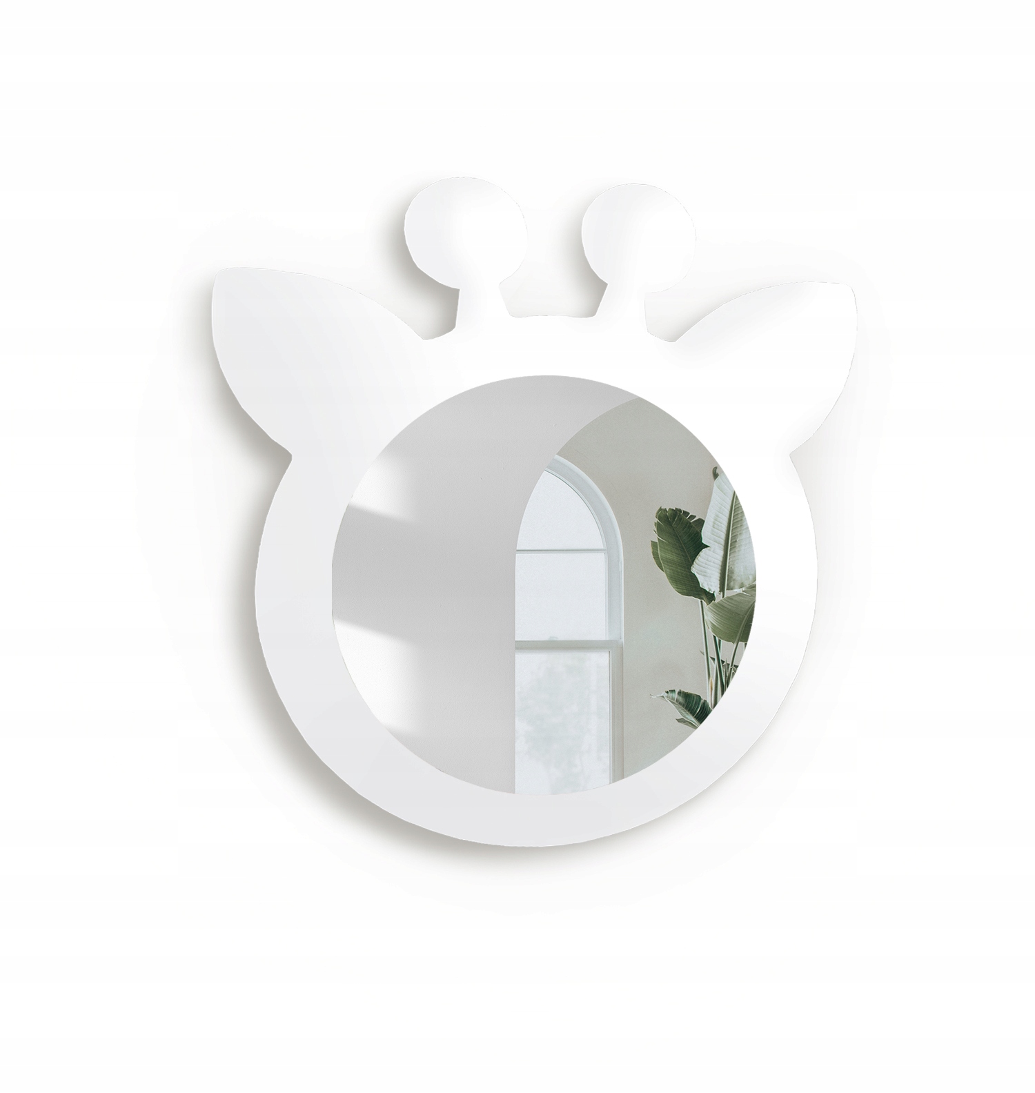 Zrcadlo Žirafa do dětského pokoje v bílém rámu mdf 62x66 dekorativní