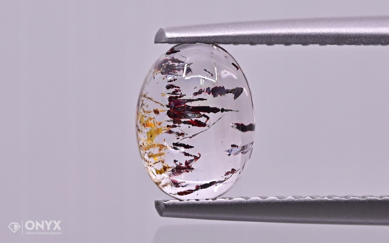 Jahodový křemen kabošon ovál 8x5,5 mm