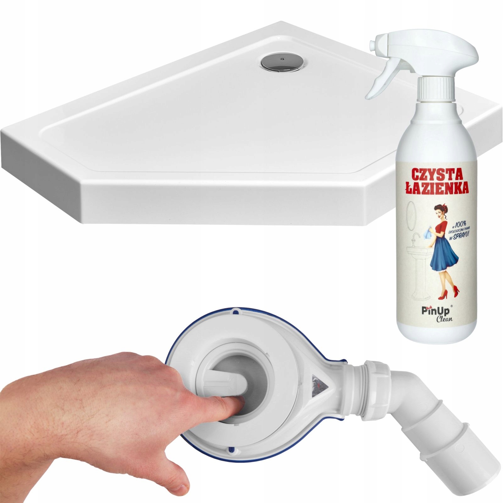Brodzik pięciokątny wysoki Doros Pt E Compact biały 100x80 syfon Premium P