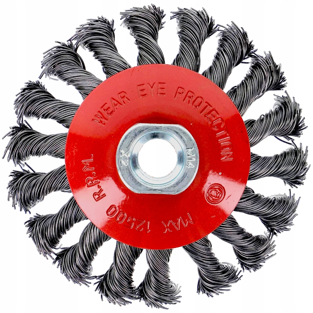 SZCZOTKA STOŻKOWA HARTOWANA 100mm TARCZOWA DRUCIANA SPLATANA DRUT SKRĘCANY