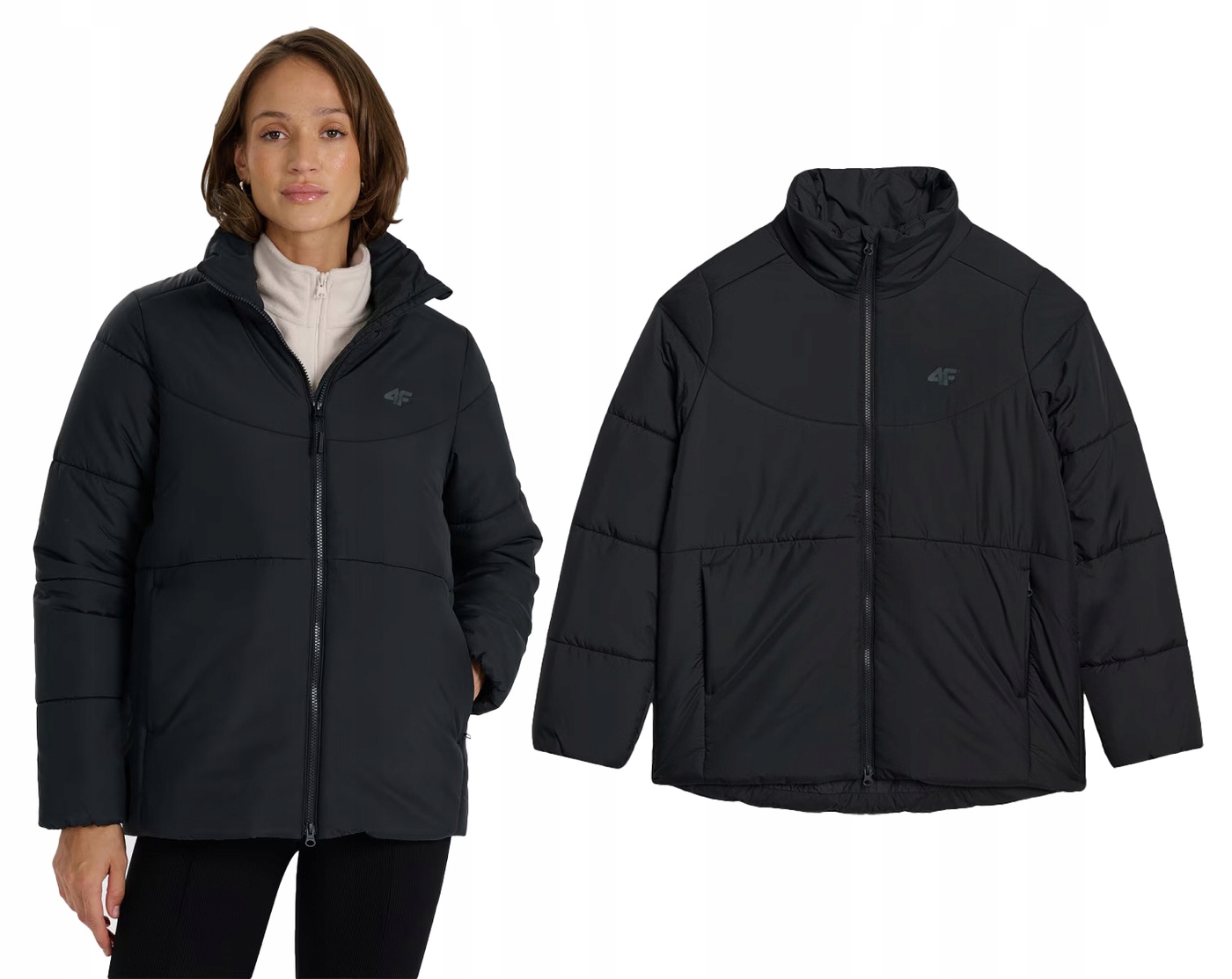 Péřová bunda 4F s prošívaným pasem F583 20S černá 2XL