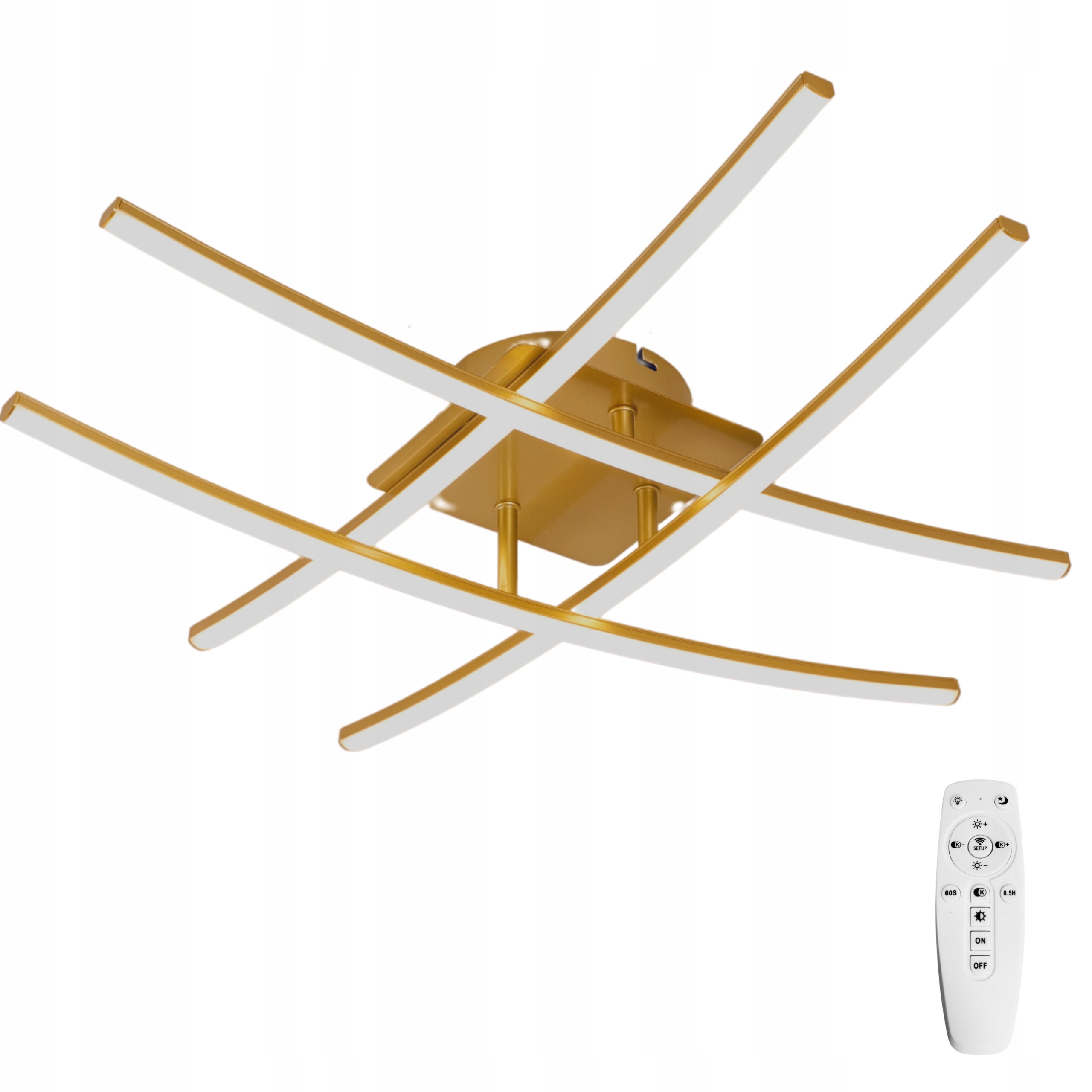 Závěsná lampa Stropní Svítidlo zlatá moderní Led 60 cm Dálkový Ovladač 3 barvy