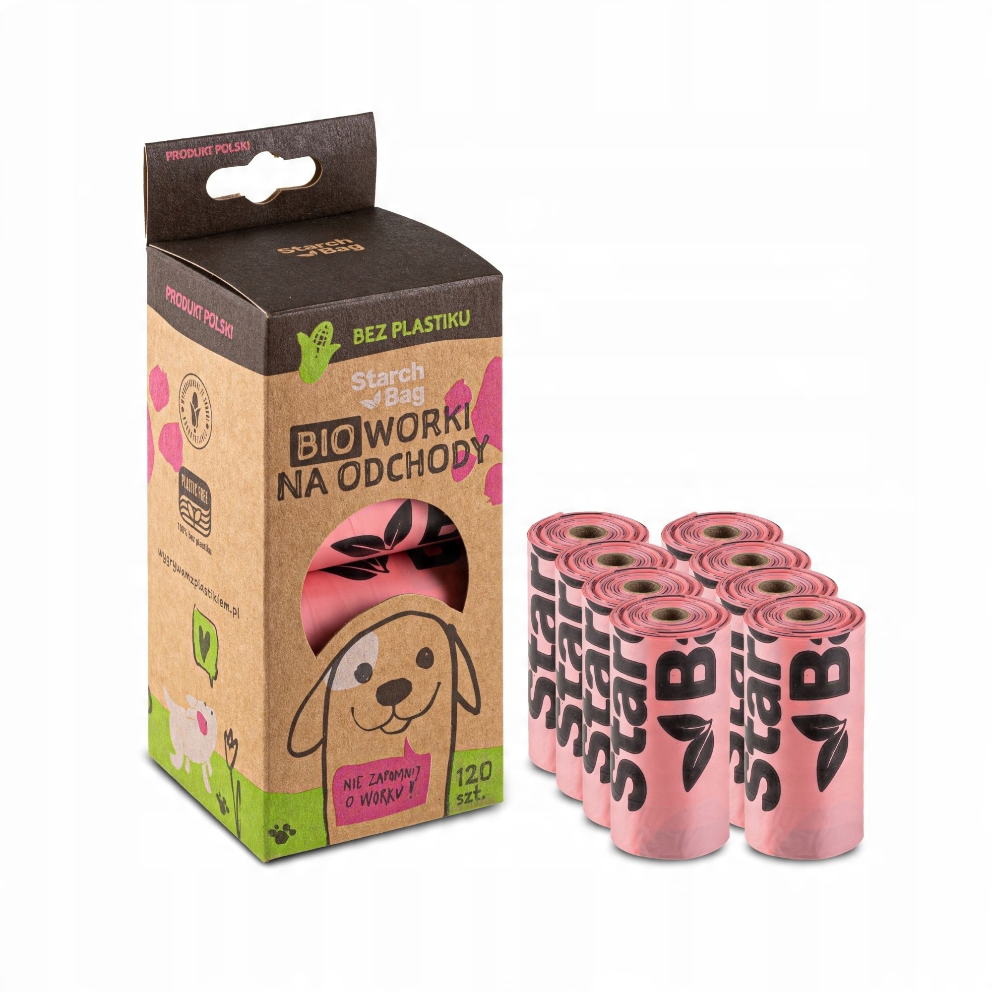 

StarchBag, BIOworki na odchody, różowe, 120 szt.