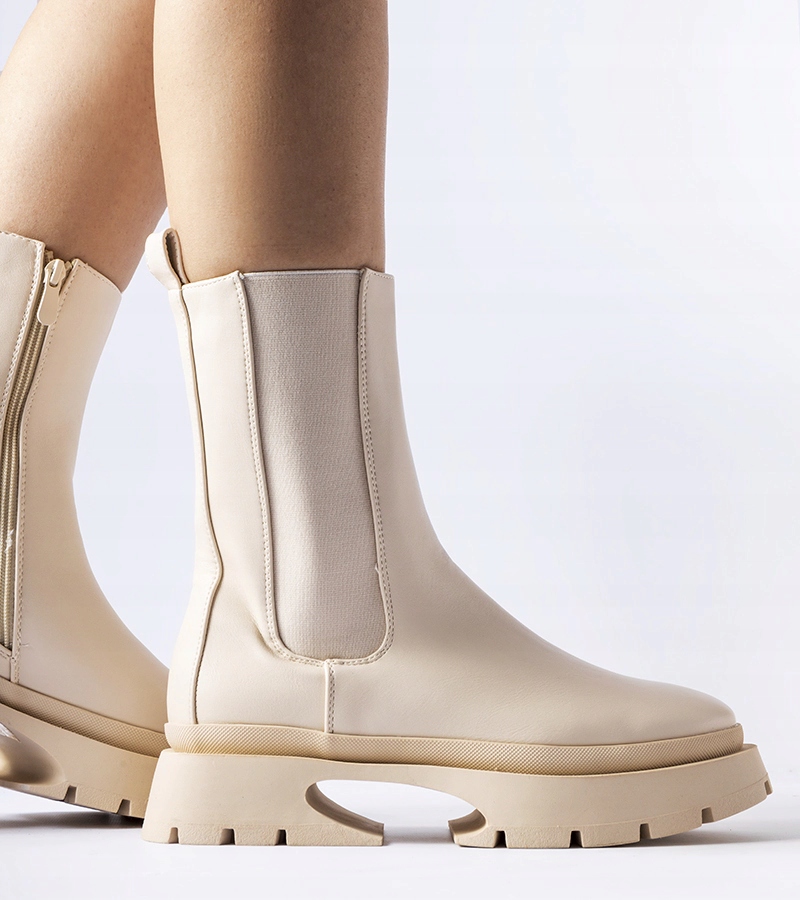 Hers Beżowe ocieplane botki r. 41 Rozmiar 41