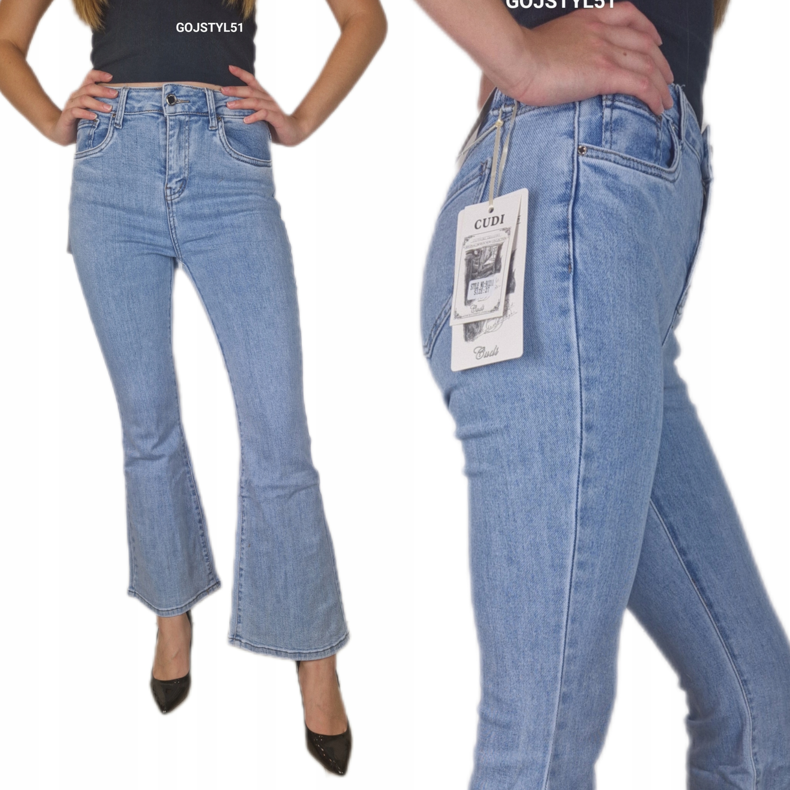 Dámské kalhoty Zvony Džíny Zeštíhlující světlé