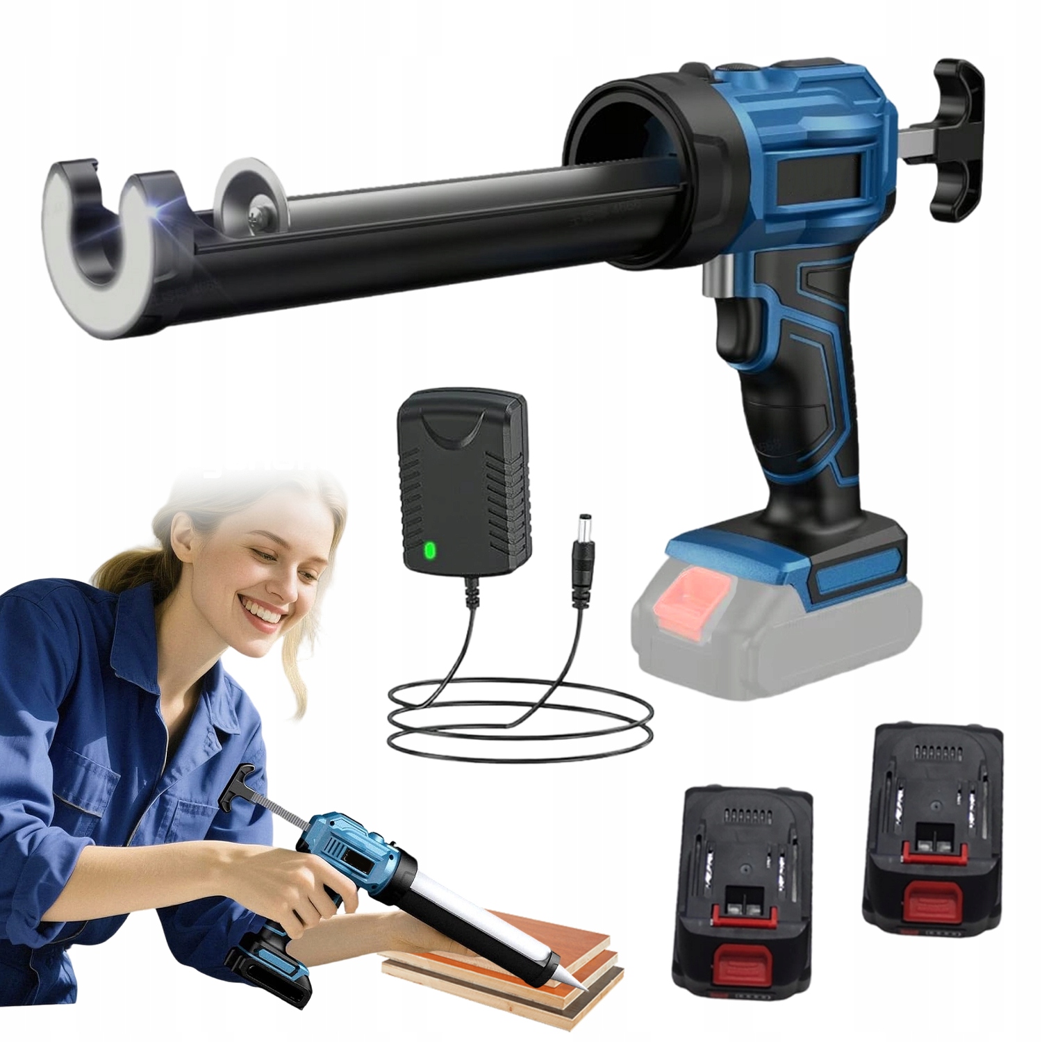Pistole Vytlačovací 21V Na Hmotu Silikonového Lepidla, Automatická, 2 Baterie