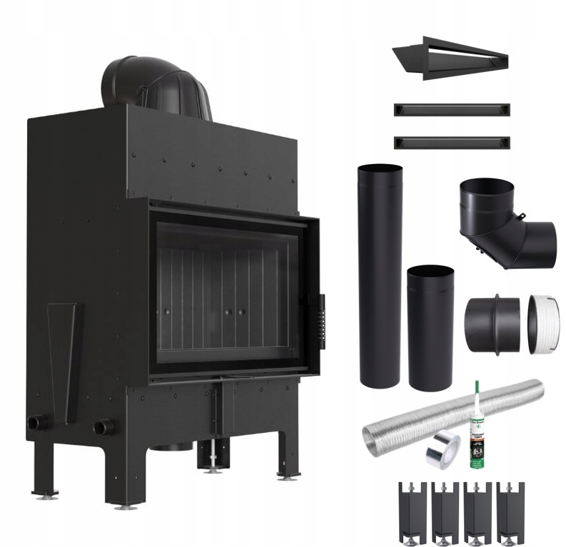 Komínová Vzduchová Vložka Ocelová Eko Floki M Černá Jednoduchá 10kW Trubky Kratki