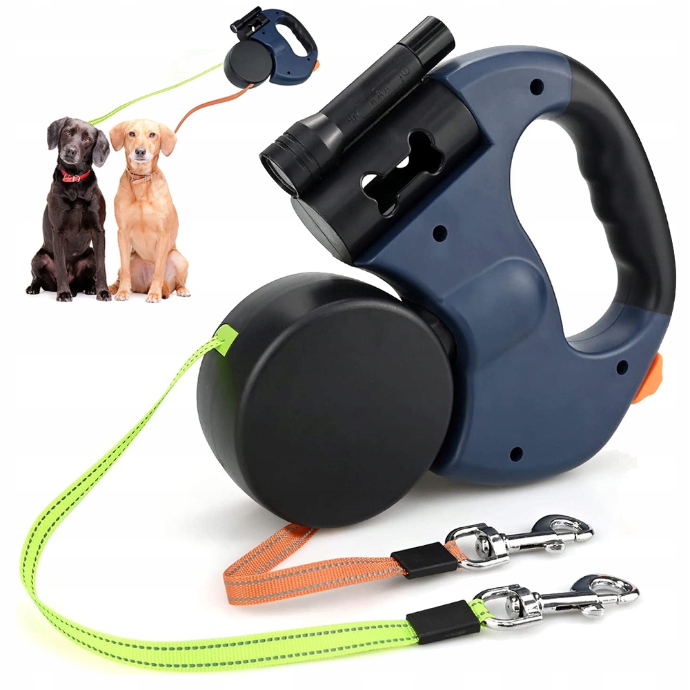 Levně Vodítko Pro Psa 3M S Led Pro 2 Psy Automatická S Baterií, Délka 3 M