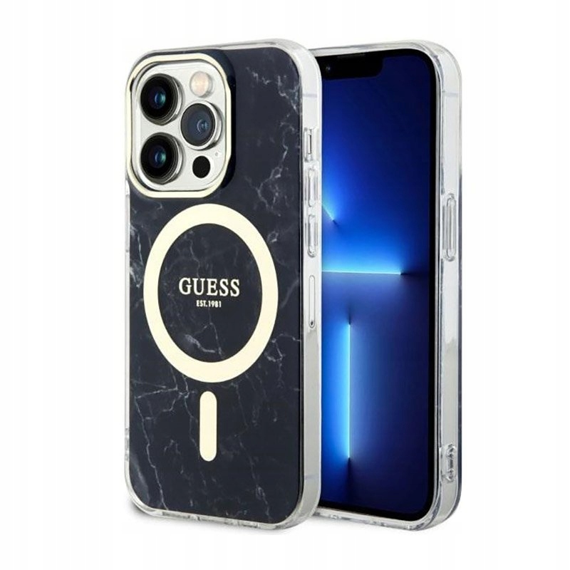 Guess Marble MagSafe – Pouzdro pro iPhone 14 Pro Max (Černé)