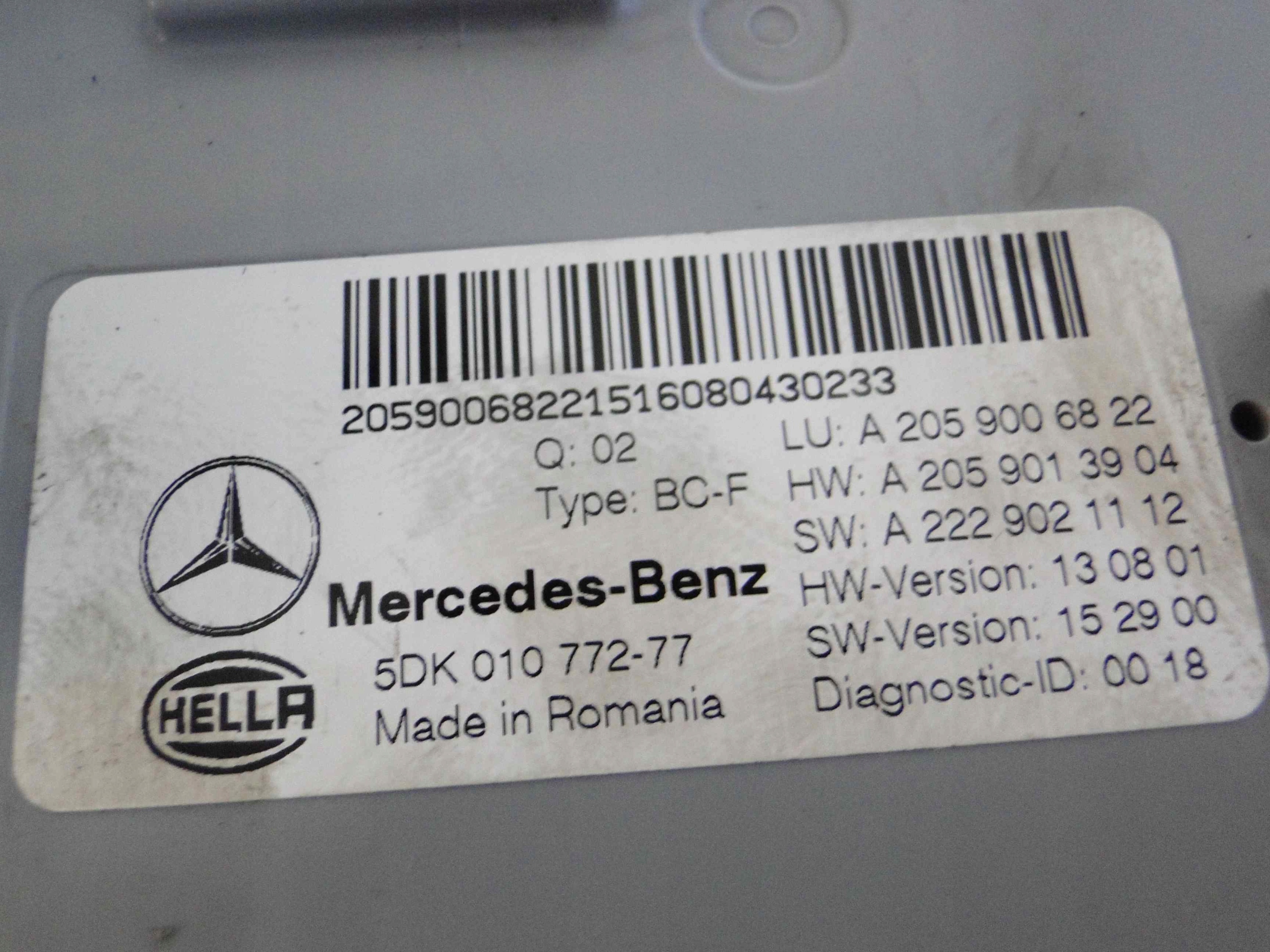 MERCEDES GLC 253 MODUŁ SAM A2059006822 Typ samochodu Samochody osobowe