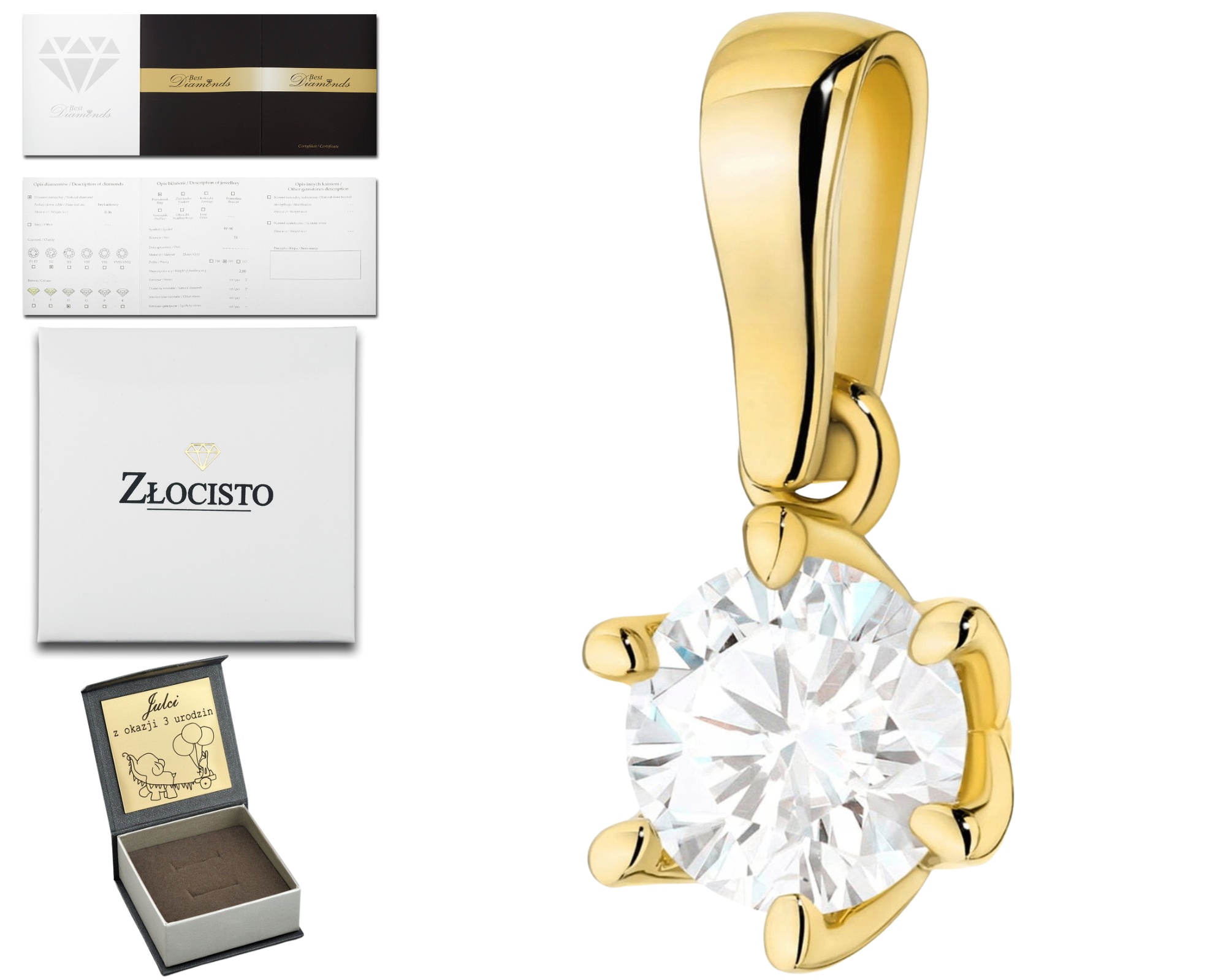 Zlatý Přívěsek S Briliantem 0,70 Ct Je Elegantní