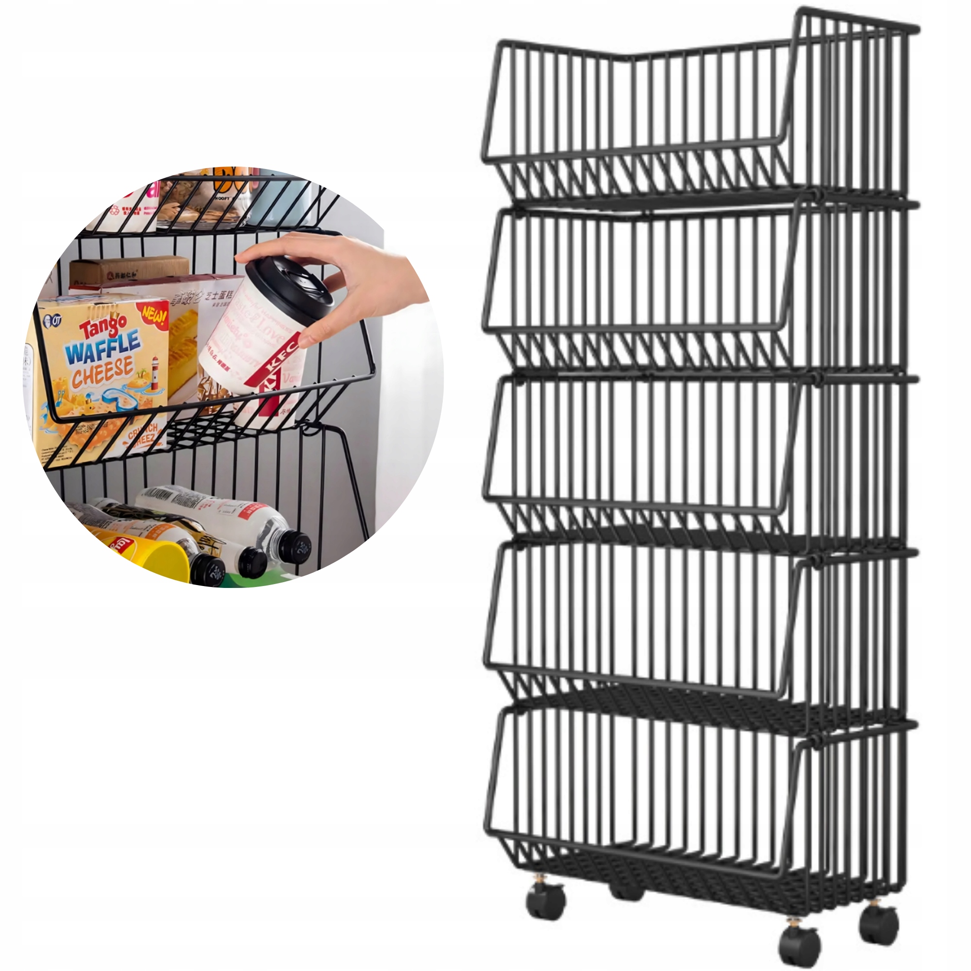 Kuchyňský Koupelnový Regál šířka 50 cm Na Kolečkách 5 úrovní skládací skříňka