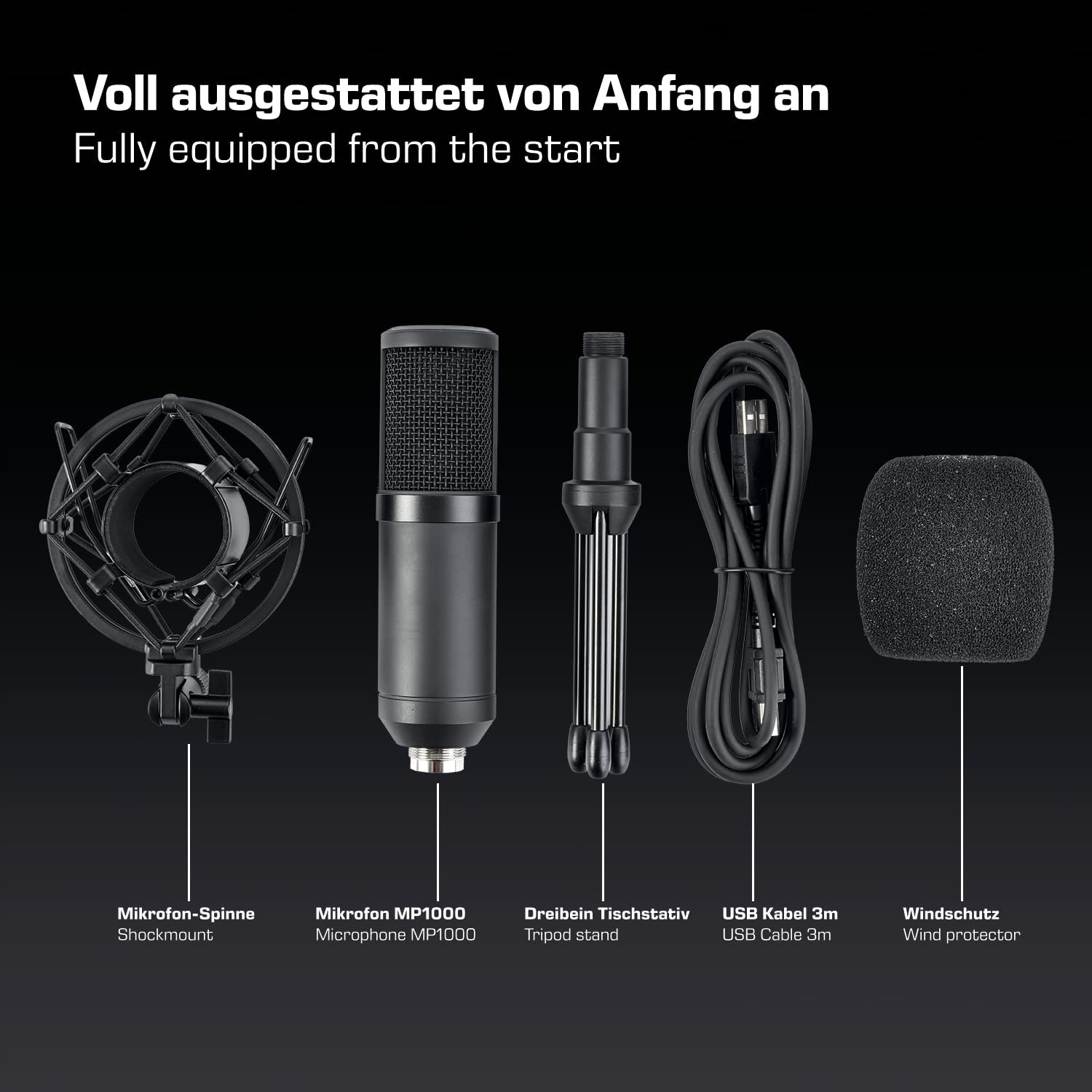 DOCKIN MP1000 Mikrofon USB PC Mac Streaming Stojak Instrumenty Głos — miniatura 7