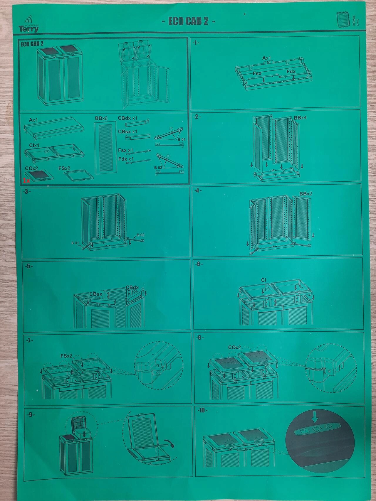 Szafka kosz na śmieci do recyklingu TERRY Ecocab 2 Kod producenta 1002283