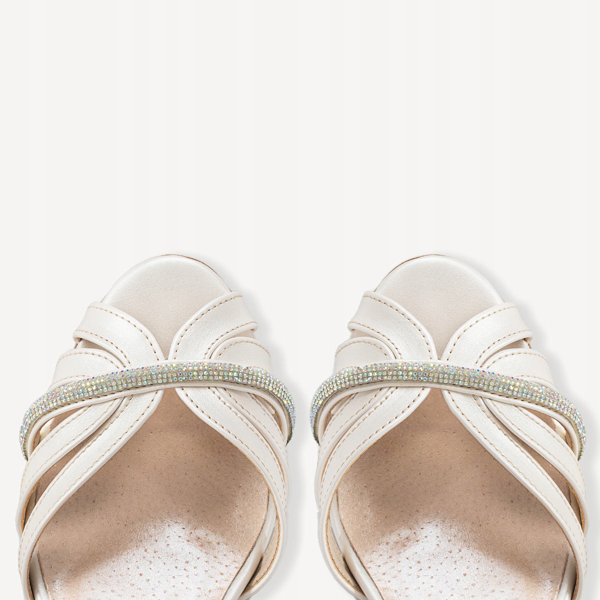 BRILU ŚLUBNE SANDAŁY NA SŁUPKU Z PASKAMI Z CYRKONII PERŁOWE IVORY 40 Marka BRILU