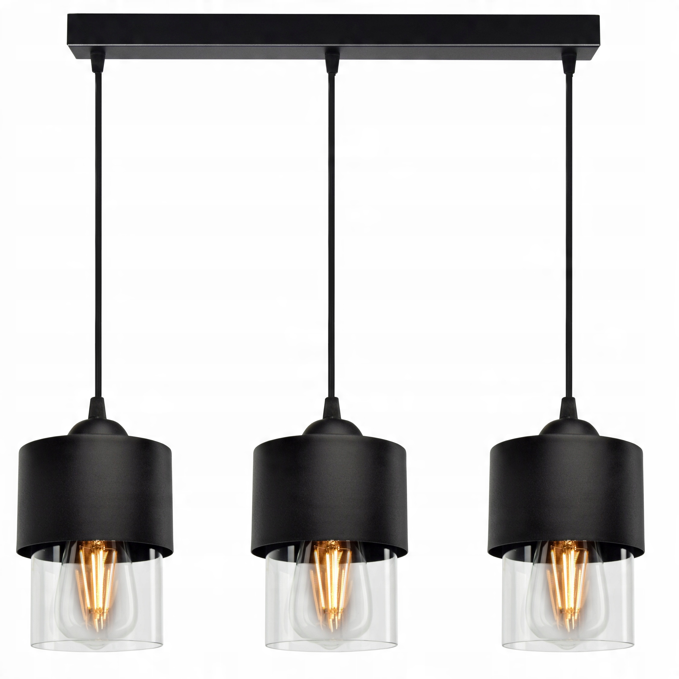 

Lampa Wisząca Żyrandol Metal Szkło Transparent Led