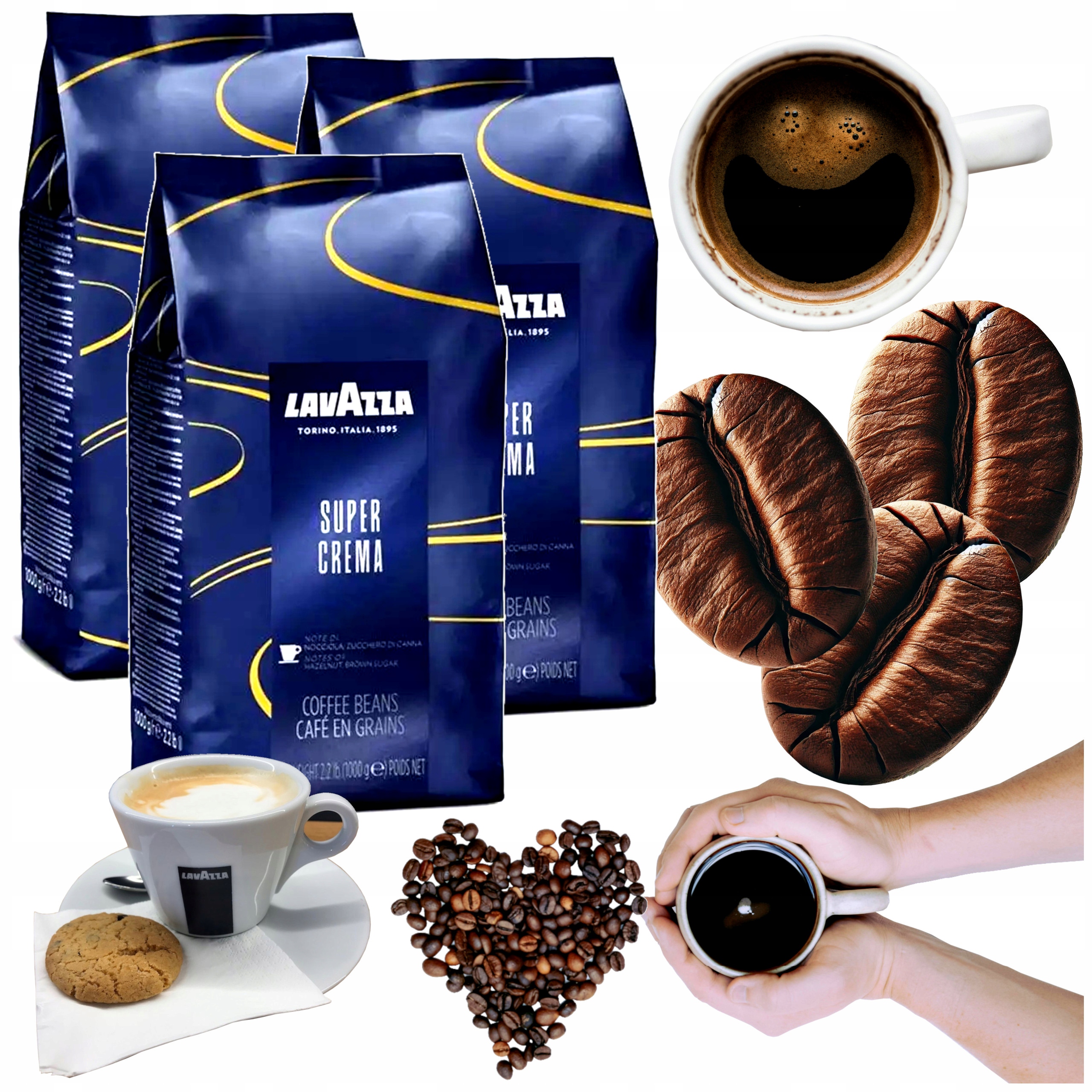 Kawa ziarnista 1kg x3 op. Lavazza Crema Arabica Robusta do ekspresu