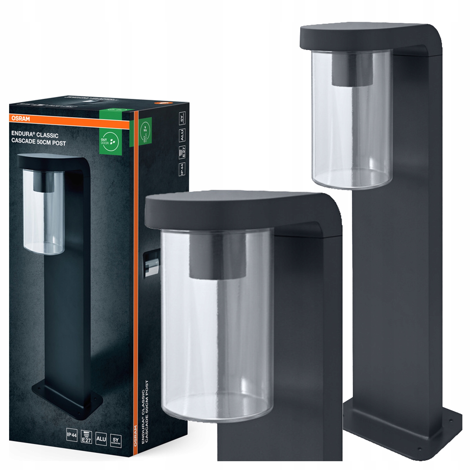 Záhradná lampa Vonkajší stojací stĺpik E27 Šedá IP44 Endura Osram