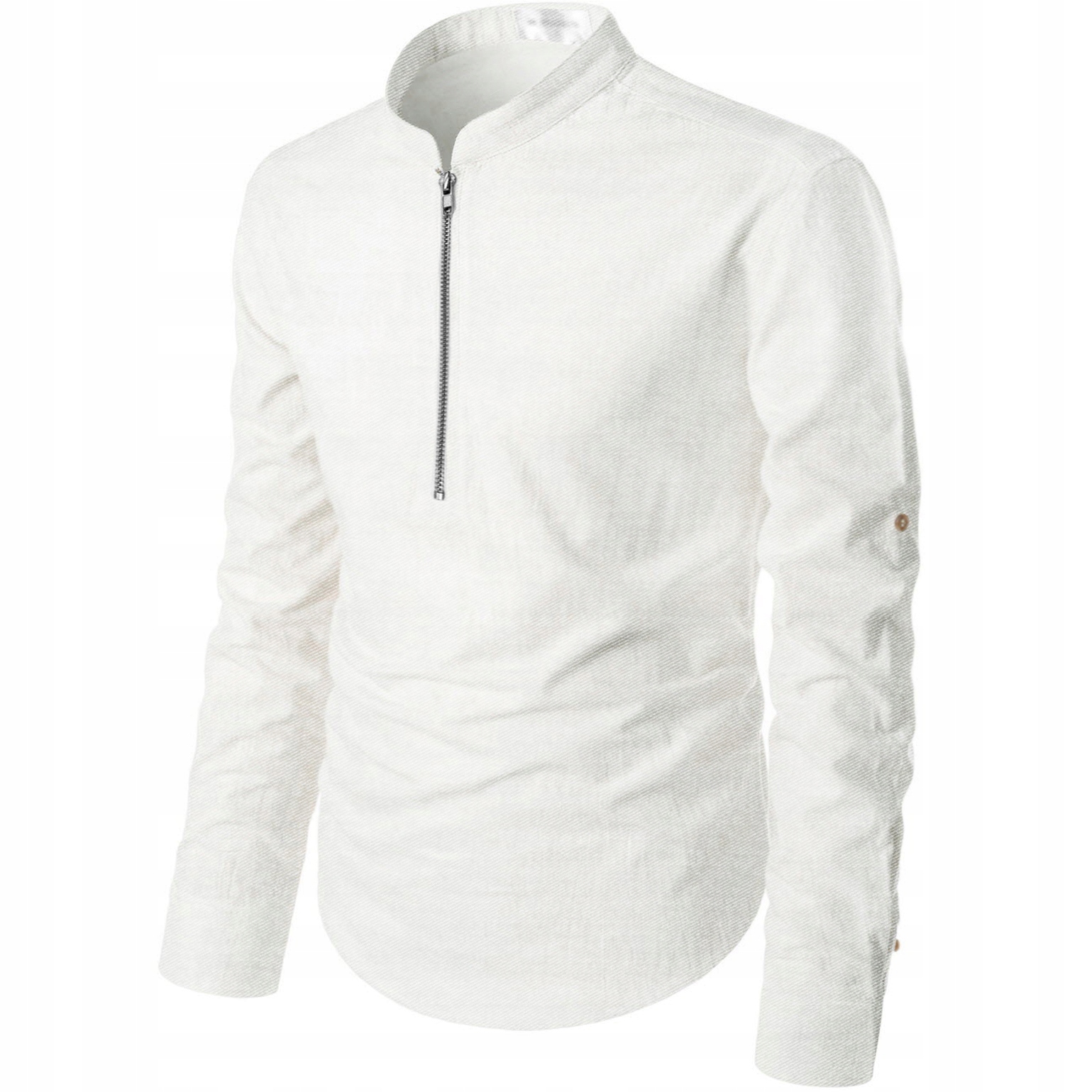 Pánská košile Stojáček Zip Každodenní Regular Casual Elegant