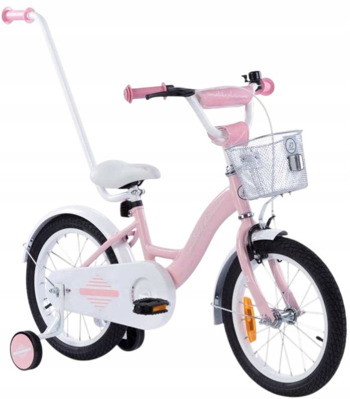 Rowerek Rower Tomabike 16 V-break Prowadnik Koszyk Kółka Boczne Dziewczynki