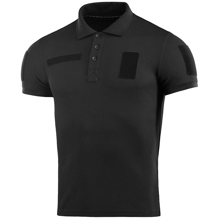 M-Tac Taktické vojenské polo tričko 65/35 na suchý zip, černé, vel L