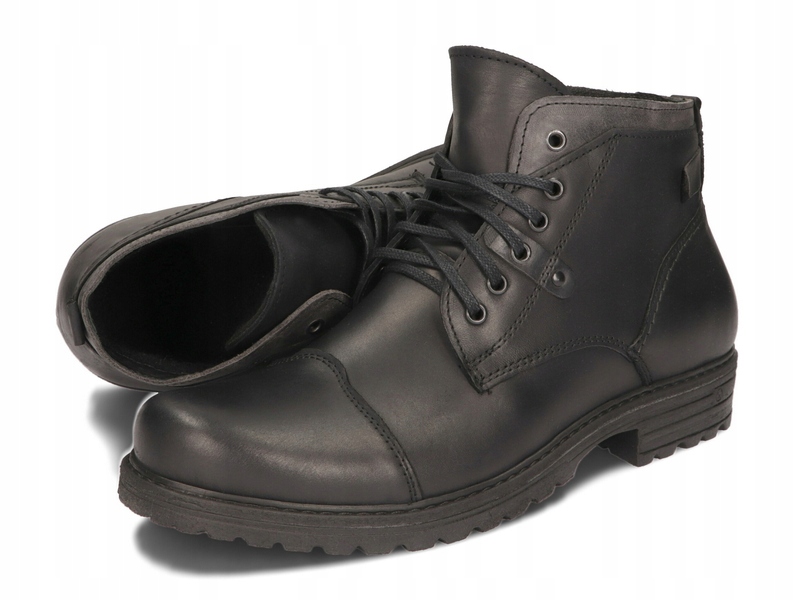 TRZEWIKI ZIMOWE BUTY POLSKIE SKÓRA C15S CZARNY 44 Długość wkładki 29.5 cm