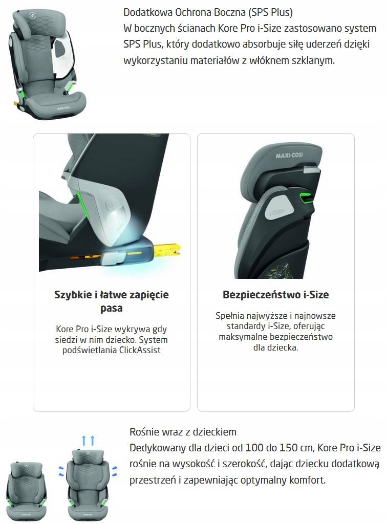 FOTELIK SAMOCHODOWY MAXI-COSI KORE PRO I-SIZE 15-36KG Seria --