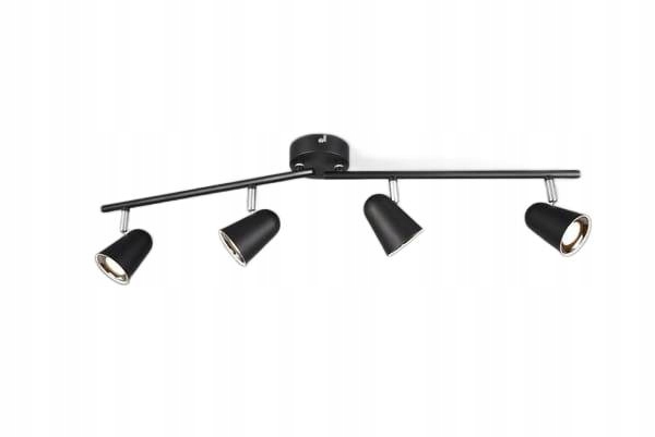 Led stropná lampa čierna chrómová 4 nastaviteľné reflektory do obývačky 80 cm Rl