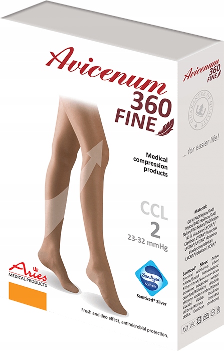 Aries Punčochy proti křečovým žilám 360 Den Fine Otevřený lem 8001 S Normal