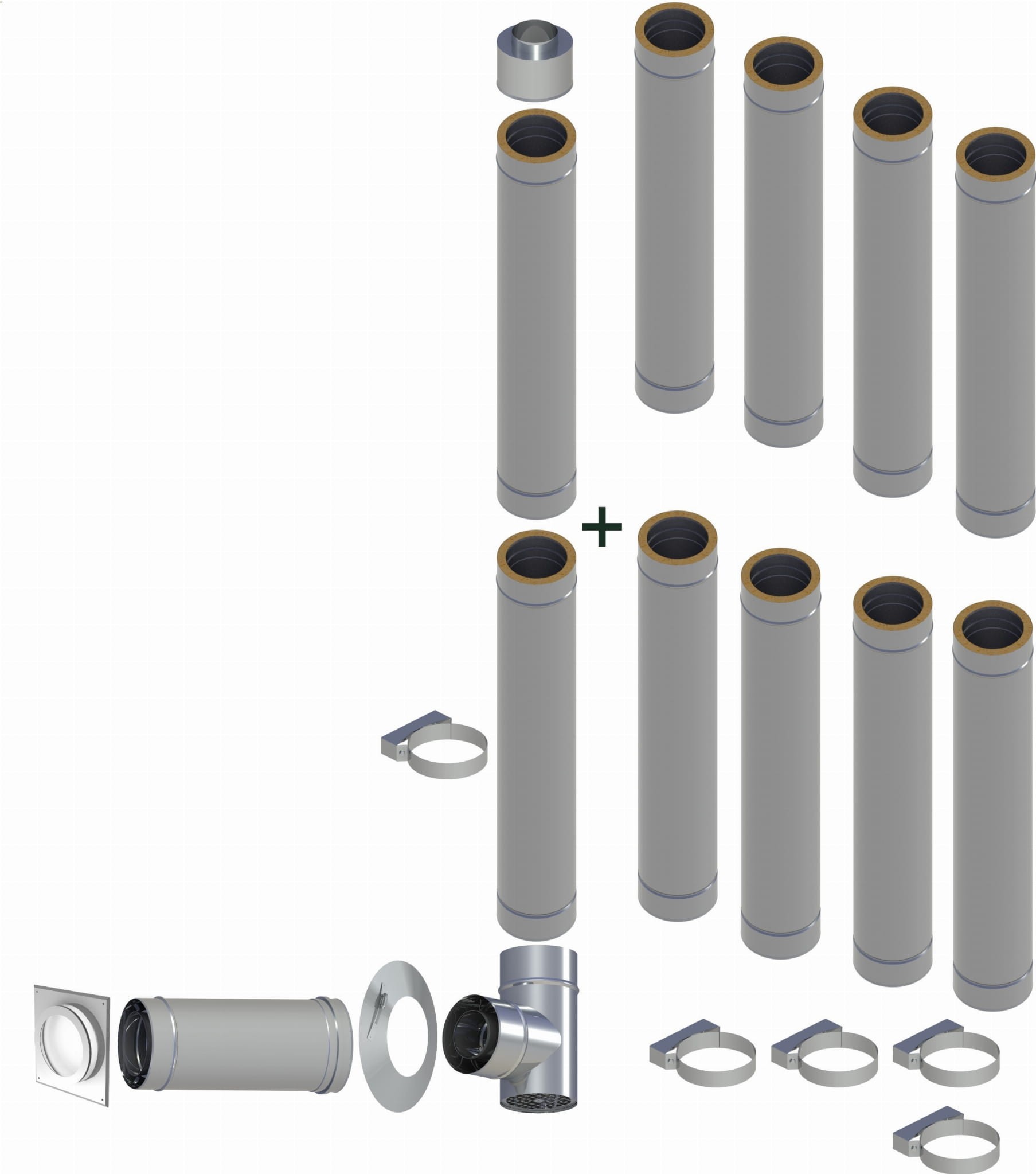 Kondensacyjny komin izolowany nierdzewny fi80*125mm, 10 rur