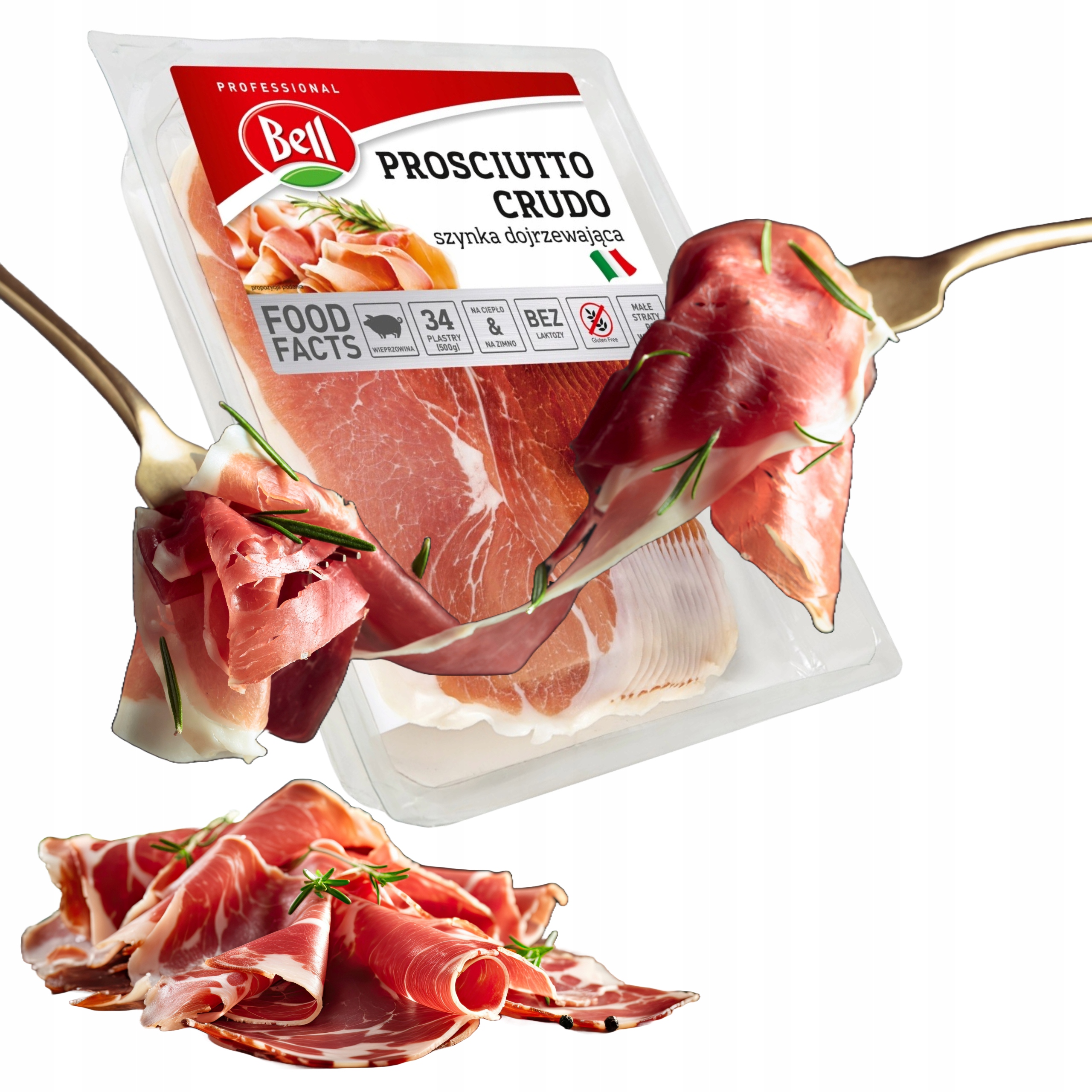 Levně Prosciutto Crudo šunka 500 g zrající 34 plátků Bell italský chuti