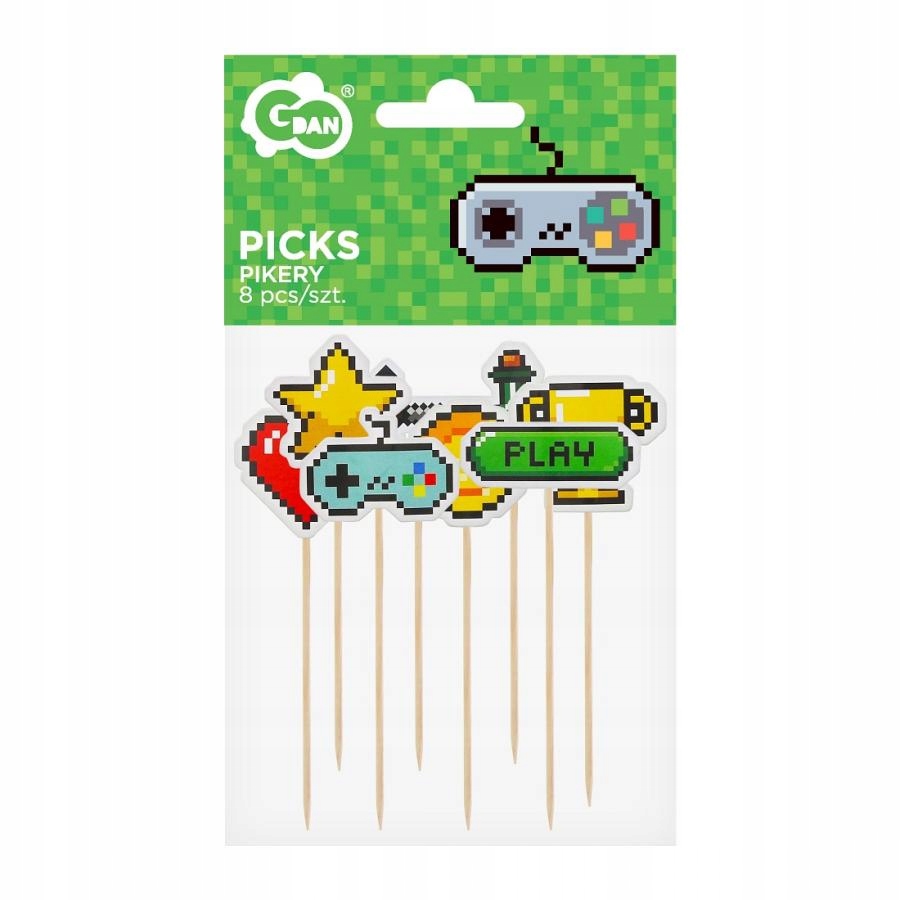 TOPPERY PIKERY MINECRAFT na tort ciasto Pixel Steve 8szt gamingowe urodziny Marka GoDan