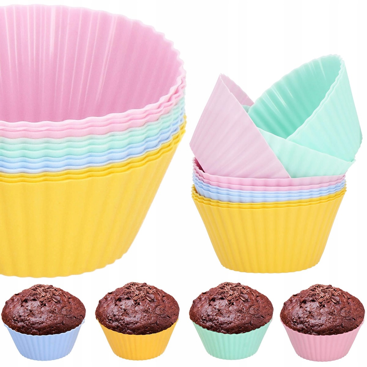 

Silikonowe Formy Do Babeczek Muffinek 12szt MIX