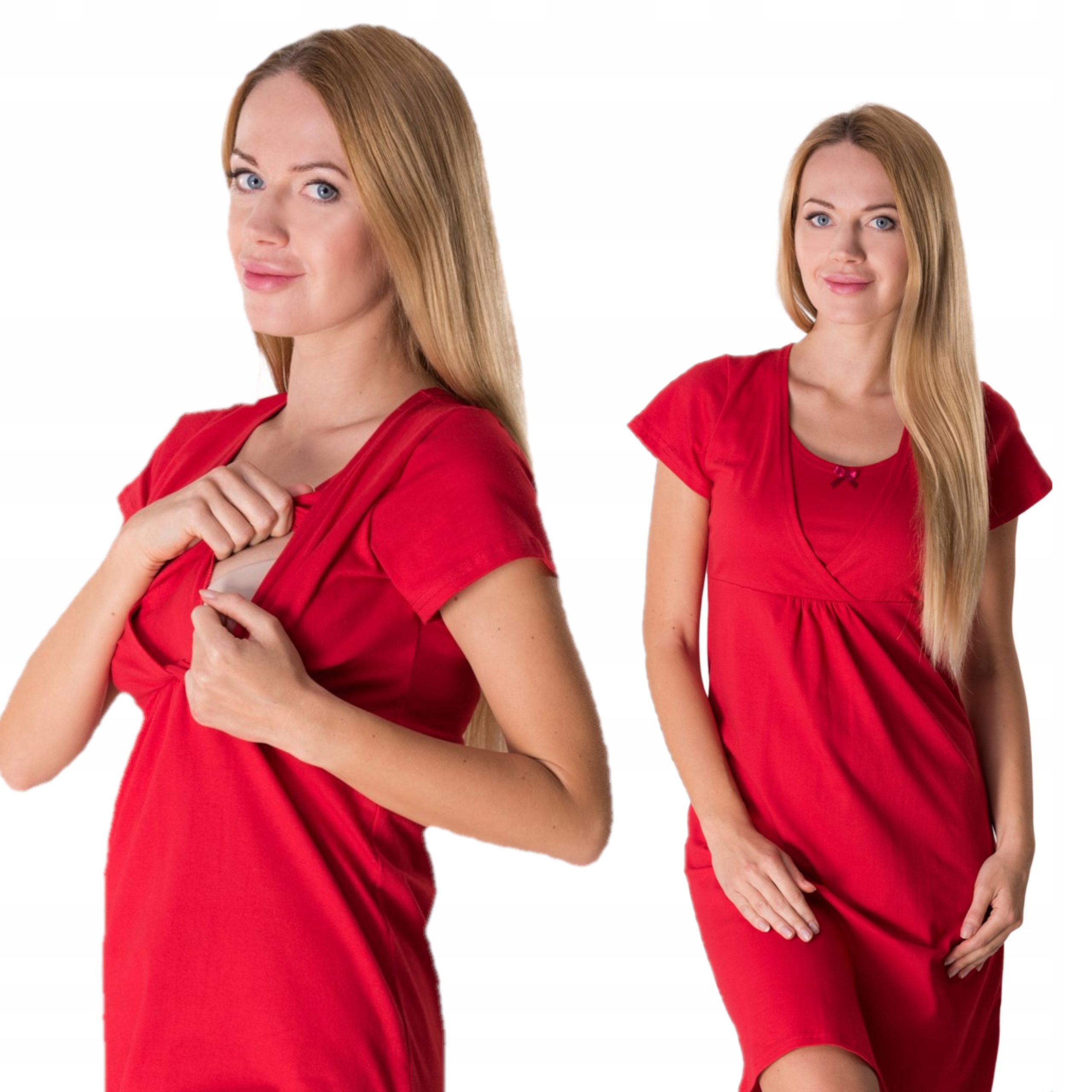 KOSZULA NOCNA DOROTHY CIĄŻOWA DO KARMIENIA PORODU czerwony S/M