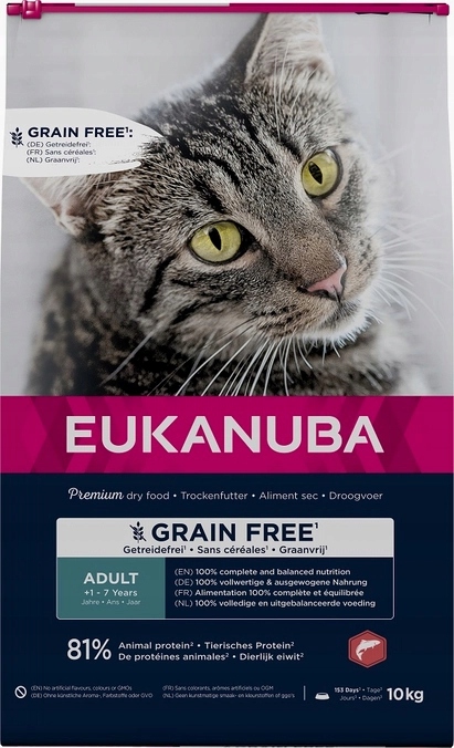 Eukanuba Bez obilovin Dospělý losos suché krmivo pro dospělé kočky 10kg