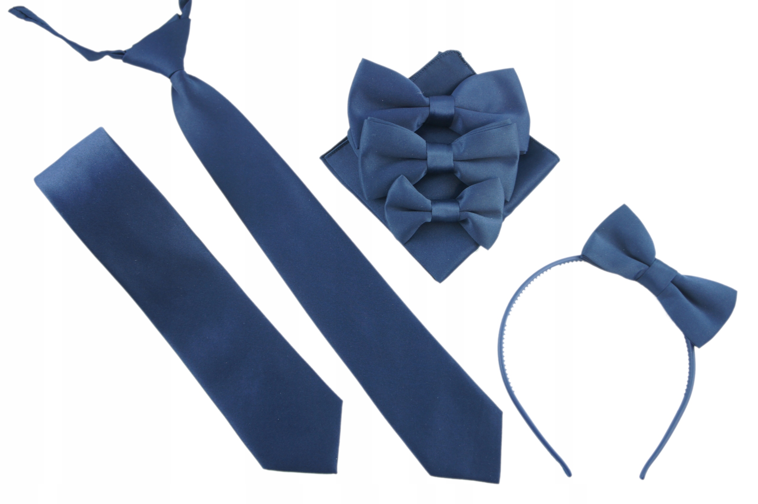 Granatowy Krawat gładki ELEGANCKI dla NASTOLATKA ok 8-15lat Marka Inna marka