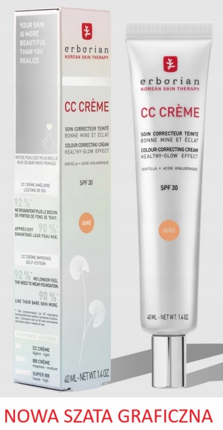 Erborian Krem koloryzujący CC Dore 40 ml Centella Spf 30 Nowa Wersja 2025